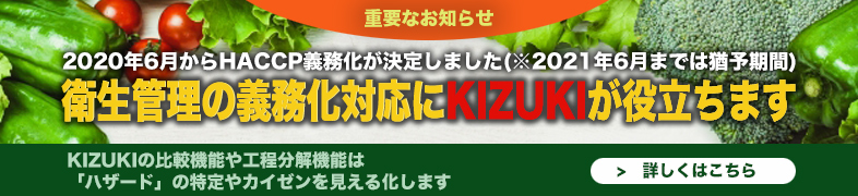 HACCP義務化が決定しました。衛生管理の義務化対応にKIZUKIが役立ちます